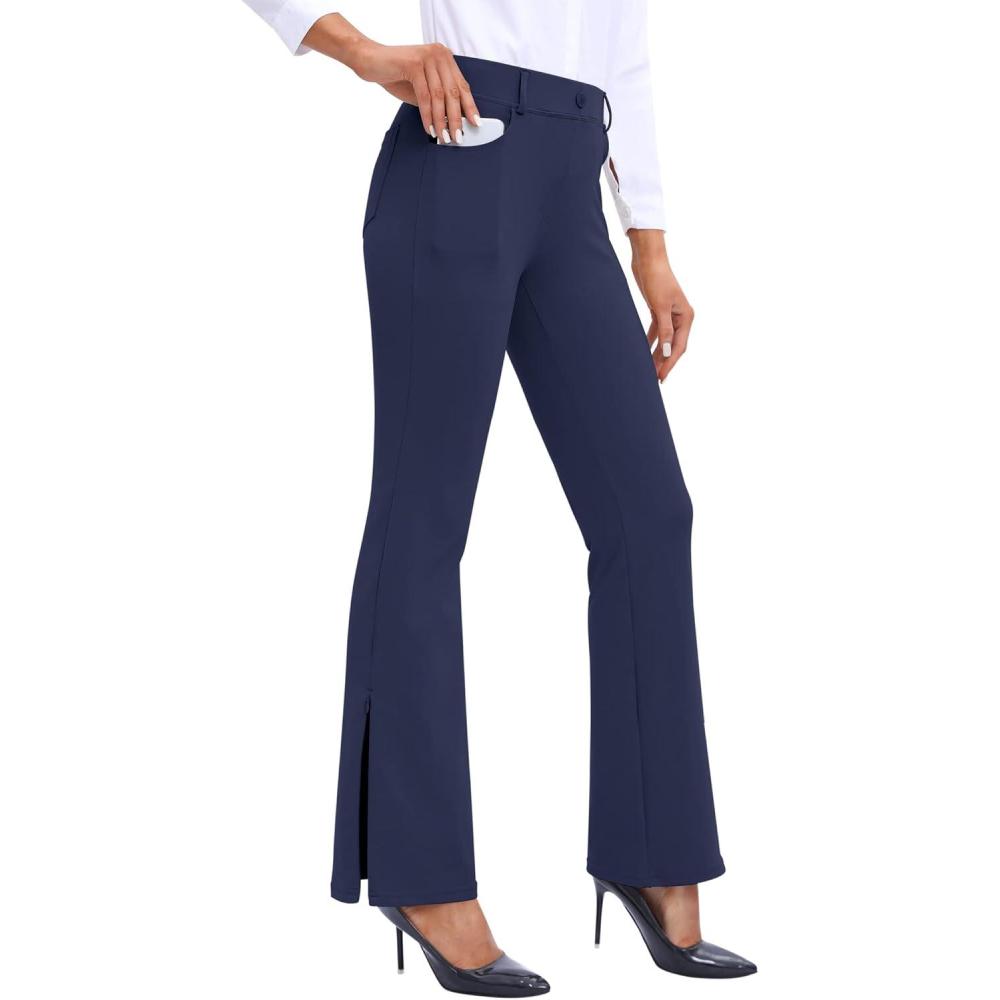 imageEwedoos Dress Pants Women Stretchy Work Pants for Women with Pockets Dress Pants Tummy Control Office Casual 31quot 29quotDark Blue