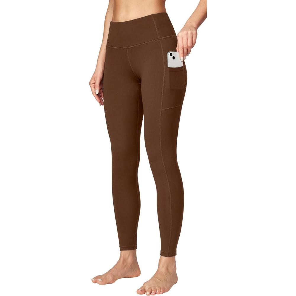 imageEwedoos Womens Yoga Pants with Pockets Leggings for Women Tummy Control Workout Leggings for Women Compression LeggingsBrown Leggings