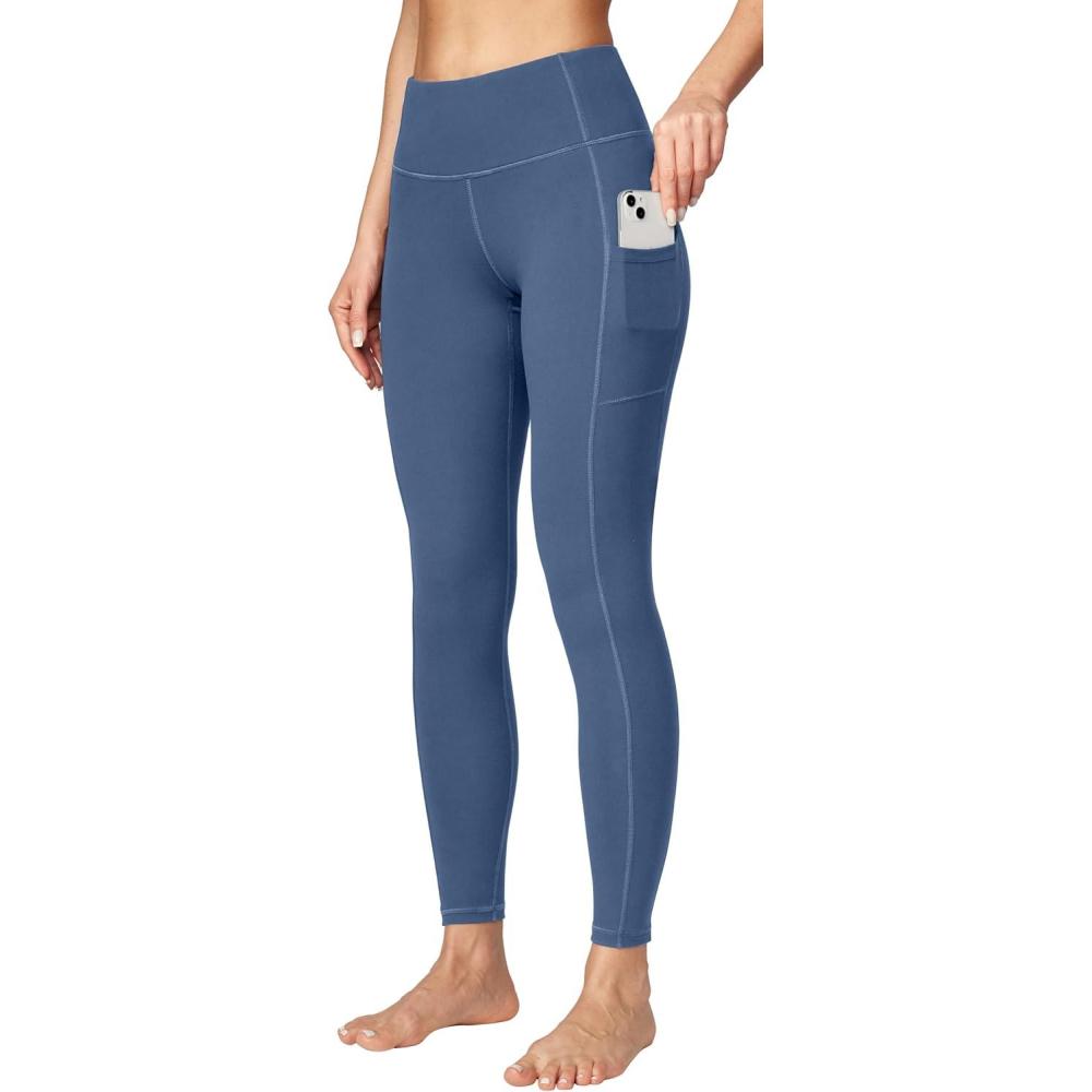 imageEwedoos Womens Yoga Pants with Pockets Leggings for Women Tummy Control Workout Leggings for Women Compression LeggingsGrey Blue
