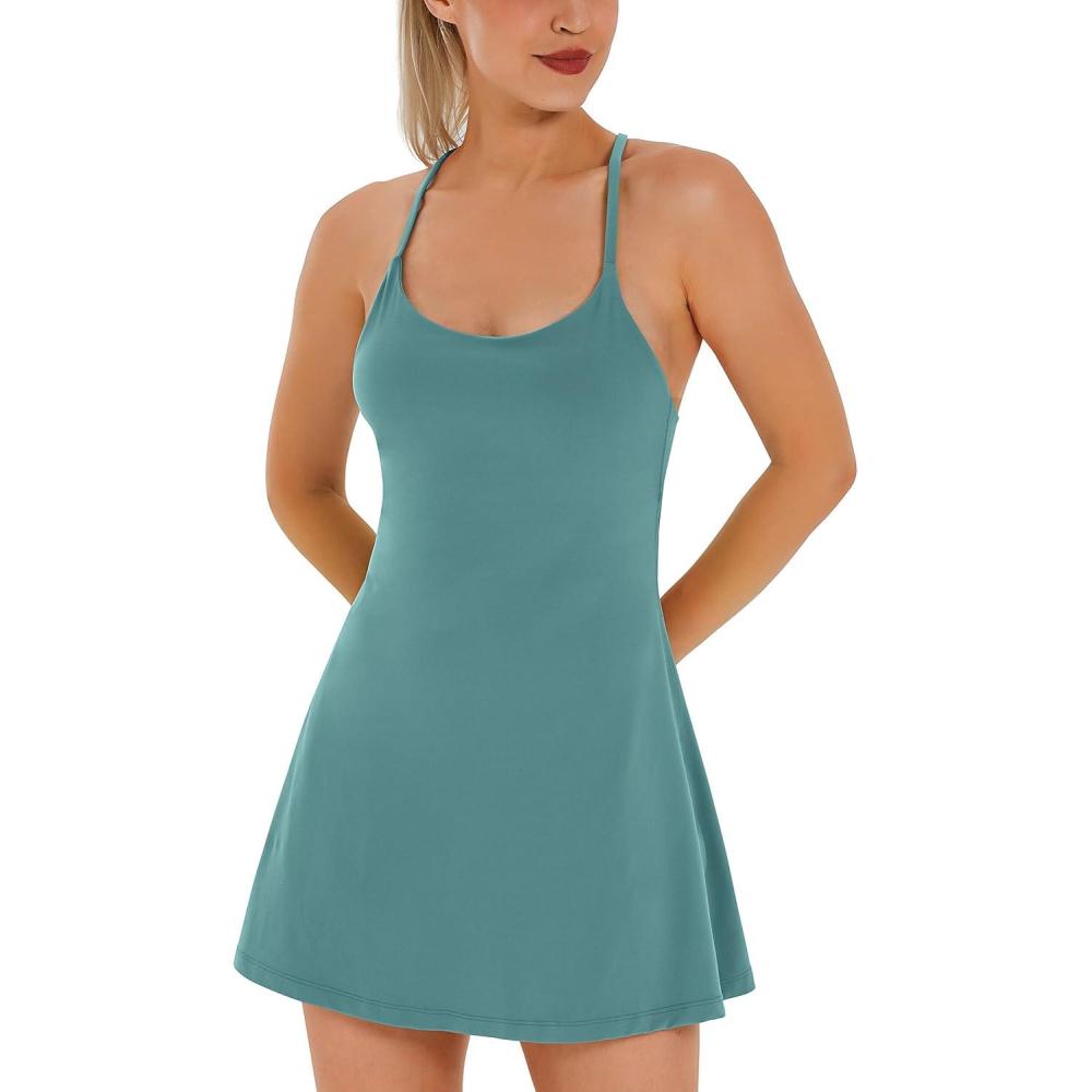 imageWomens Tennis Dress Athletic Dress with Builtin Bra ampamp Shorts Pockets Summer Dresses for Women Golf Outfits for WorkoutMagic Mint