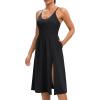 Athletic Dress with Built in Shorts & Bra Adjustable Straps Workout Dress for Tennis Golf Midi Dresses for Women(Black)