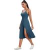 Athletic Dress with Built in Shorts & Bra Adjustable Straps Workout Dress for Tennis Golf Midi Dresses for Women(Indigo)