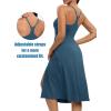 Athletic Dress with Built in Shorts & Bra Adjustable Straps Workout Dress for Tennis Golf Midi Dresses for Women(Indigo)