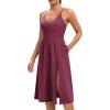 Athletic Dress with Built in Shorts & Bra Adjustable Straps Workout Dress for Tennis Golf Midi Dresses for Women(Maroon)