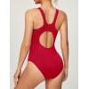 Ewedoos Athletic Swimsuit for Women Adjustable Strap One Piece Swimsuit Racerback Bathing Suit for Women Tummy Control Red