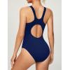 Ewedoos Athletic Swimsuit for Women Adjustable Strap One Piece Swimsuit Racerback Bathing Suit for Women Tummy Control(Navy)