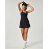 Ewedoos Athletic Tennis Dress for Women with Shorts Underneath Easy Peezy U Neck Adjustable Straps Active Workout Dress(Black-easy Peezy)