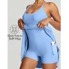 Ewedoos Athletic Tennis Dress for Women with Shorts Underneath Easy Peezy U Neck Adjustable Straps Active Workout Dress(Light Blue-easy Peezy)