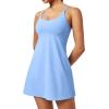 Ewedoos Athletic Tennis Dress for Women with Shorts Underneath Easy Peezy U Neck Adjustable Straps Active Workout Dress(Light Blue-easy Peezy)