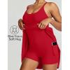 Ewedoos Athletic Tennis Dress for Women with Shorts Underneath Easy Peezy U Neck Adjustable Straps Active Workout Dress(Red-easy Peezy)