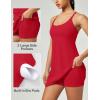 Ewedoos Athletic Tennis Dress for Women with Shorts Underneath Easy Peezy U Neck Adjustable Straps Active Workout Dress(Red-easy Peezy)