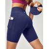 Ewedoos Biker Shorts Women Tummy Control Workout Shorts with 3 Pockets High Waisted Compression Gym Running Yoga Shorts Women(Blue)