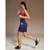 Ewedoos Biker Shorts Women Tummy Control Workout Shorts with 3 Pockets High Waisted Compression Gym Running Yoga Shorts Women(Blue)