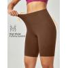 Ewedoos Biker Shorts Women Tummy Control Workout Shorts with 3 Pockets High Waisted Compression Gym Running Yoga Shorts Women(Brown Java)