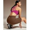 Ewedoos Biker Shorts Women Tummy Control Workout Shorts with 3 Pockets High Waisted Compression Gym Running Yoga Shorts Women(Brown Java)