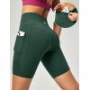 Ewedoos Biker Shorts Women Tummy Control Workout Shorts with 3 Pockets High Waisted Compression Gym Running Yoga Shorts Women(Dark Green)