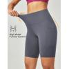 Ewedoos Biker Shorts Women Tummy Control Workout Shorts with 3 Pockets High Waisted Compression Gym Running Yoga Shorts Women(Dark Grey)