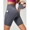 Ewedoos Biker Shorts Women Tummy Control Workout Shorts with 3 Pockets High Waisted Compression Gym Running Yoga Shorts Women(Dark Grey)