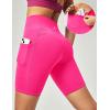 Ewedoos Biker Shorts Women Tummy Control Workout Shorts with 3 Pockets High Waisted Compression Gym Running Yoga Shorts Women(Hot Pink)