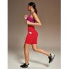 Ewedoos Biker Shorts Women Tummy Control Workout Shorts with 3 Pockets High Waisted Compression Gym Running Yoga Shorts Women(Red)