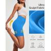 Ewedoos Biker Shorts Women Tummy Control Workout Shorts with 3 Pockets High Waisted Compression Gym Running Yoga Shorts Women(Sparkle Blue)