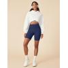 Ewedoos Biker Shorts Women Tummy Control Workout Shorts with 3 Pockets High Waisted Compression Gym Running Yoga Shorts Women(True Navy)
