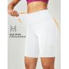 Ewedoos Biker Shorts Women Tummy Control Workout Shorts with 3 Pockets High Waisted Compression Gym Running Yoga Shorts Women(White)