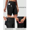 Ewedoos Biker Shorts Women Tummy Control with 4 Pockets No Front Seam Hiking Workout Spandex Shorts High Waisted UPF50+(Black)