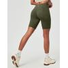 Ewedoos Biker Shorts Women Tummy Control with 4 Pockets No Front Seam Hiking Workout Spandex Shorts High Waisted UPF50+(Dark Green)