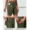 Ewedoos Biker Shorts Women Tummy Control with 4 Pockets No Front Seam Hiking Workout Spandex Shorts High Waisted UPF50+(Dark Green)