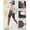 Ewedoos Biker Shorts Women Tummy Control with 4 Pockets No Front Seam Hiking Workout Spandex Shorts High Waisted UPF50+(Grey)