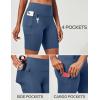 Ewedoos Biker Shorts Women Tummy Control with 4 Pockets No Front Seam Hiking Workout Spandex Shorts High Waisted UPF50+(Indigo Blue)