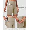 Ewedoos Biker Shorts Women Tummy Control with 4 Pockets No Front Seam Hiking Workout Spandex Shorts High Waisted UPF50+(Khaki)