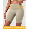 Ewedoos Biker Shorts Women Tummy Control with 4 Pockets No Front Seam Hiking Workout Spandex Shorts High Waisted UPF50+(Khaki)