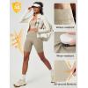 Ewedoos Biker Shorts Women Tummy Control with 4 Pockets No Front Seam Hiking Workout Spandex Shorts High Waisted UPF50+(Khaki)