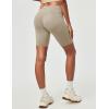 Ewedoos Biker Shorts Women Tummy Control with 4 Pockets No Front Seam Hiking Workout Spandex Shorts High Waisted UPF50+(Khaki)