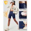 Ewedoos Biker Shorts Women Tummy Control with 4 Pockets No Front Seam Hiking Workout Spandex Shorts High Waisted UPF50+(Navy Blue)