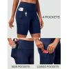 Ewedoos Biker Shorts Women Tummy Control with 4 Pockets No Front Seam Hiking Workout Spandex Shorts High Waisted UPF50+(Navy Blue)