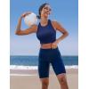 Ewedoos Bikini Tops for Women Quick Dry UPF 50+ Bathing Suit Tops for Women Adjustable Strap Padded Sports Bra Swim Top Only(Dark Blue)