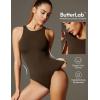 Ewedoos Bodysuits for Women Tummy Control Body Suits Womens Tank Top Bodysuit Racerback Slimming Thong Bodysuit Leotard(Coffee)