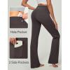 Ewedoos Bootcut Yoga Pants with Pockets for Women Wide Leg Pants Woman High Waisted Stretchy Work Pants for Yoga Workout(Chocolate)