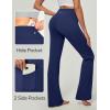 Ewedoos Bootcut Yoga Pants with Pockets for Women Wide Leg Pants Woman High Waisted Stretchy Work Pants for Yoga Workout(Dark Blue)
