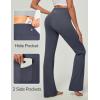 Ewedoos Bootcut Yoga Pants with Pockets for Women Wide Leg Pants Woman High Waisted Stretchy Work Pants for Yoga Workout(Gray)