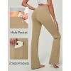 Ewedoos Bootcut Yoga Pants with Pockets for Women Wide Leg Pants Woman High Waisted Stretchy Work Pants for Yoga Workout(Khaki)
