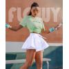 Ewedoos Butterfly Shorts Women Flowy Shorts for Women 2 in 1 High Waisted Running Workout Athletic Tennis Shorts Skort(White)