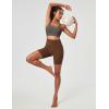 Ewedoos Compression Shorts for Women Spandex Biker Shorts Women Tummy Control with Pockets 6″ No Front Seam Yoga Gym Workout(Brown)