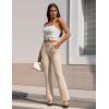 Ewedoos Dress Pants Women Stretchy Work Pants for Women with Pockets Dress Pants Tummy Control Office Casual 31″/ 29″(Khaki)