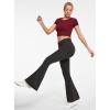 Ewedoos Flare Bell Bottom Jeans for Women Jeggings Tummy Control High Waisted Stretchy Crossover Pull On Jeans(Black)