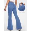 Ewedoos Flare Bell Bottom Jeans for Women Jeggings Tummy Control High Waisted Stretchy Crossover Pull On Jeans(Pastel Blue)