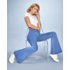 Ewedoos Flare Bell Bottom Jeans for Women Jeggings Tummy Control High Waisted Stretchy Crossover Pull On Jeans(Pastel Blue)